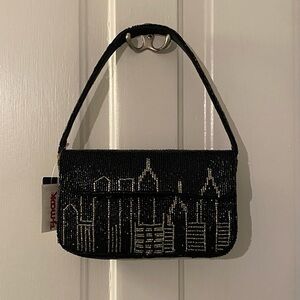 Viral, black, beaded, viral city skyline shoulder bag